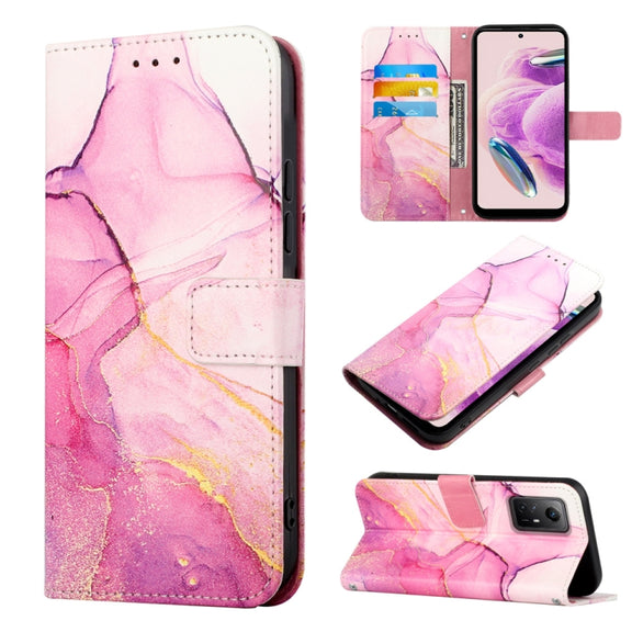 For Xiaomi Redmi Note 12S 4G Global PT003 Marble Pattern Flip Leather Phone Case(Pink Purple Gold LS001)