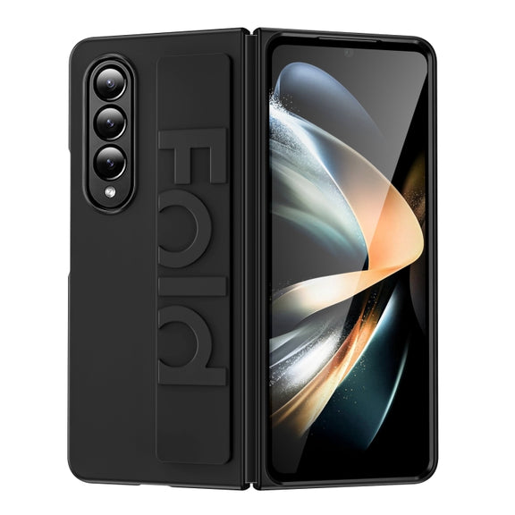 For Samsung Galaxy Z Fold3 Silicone Wristband Holder Foldable Phone Case(Black)