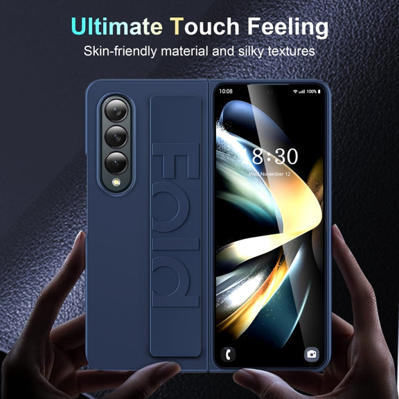 For Samsung Galaxy Z Fold3 Silicone Wristband Holder Foldable Phone Case(Black)