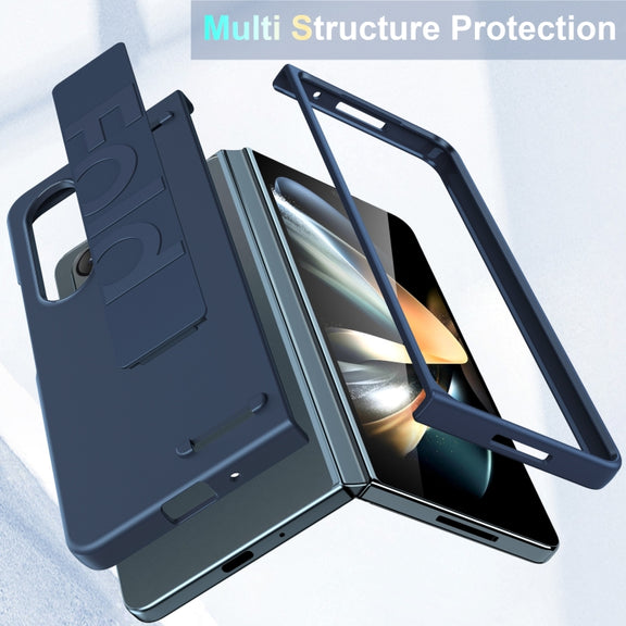 For Samsung Galaxy Z Fold3 Silicone Wristband Holder Foldable Phone Case(Black)