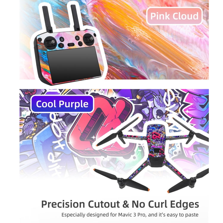 For DJI Mavic 3 Pro / RC Pro Sunnylife Drone Body Remote Control Decorative Stickers Set(Lava Black)
