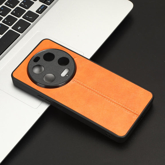 For Xiaomi 13 Ultra Sewing Cow Pattern Skin PC + PU + TPU Phone Case(Orange)