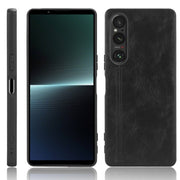 For Sony Xperia 1 V Sewing Cow Pattern Skin PC + PU + TPU Phone Case(Black)
