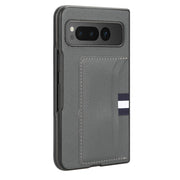 For Google Pixel Fold Litchi Texture Card Slots Back Cover Phone Case(Grey)