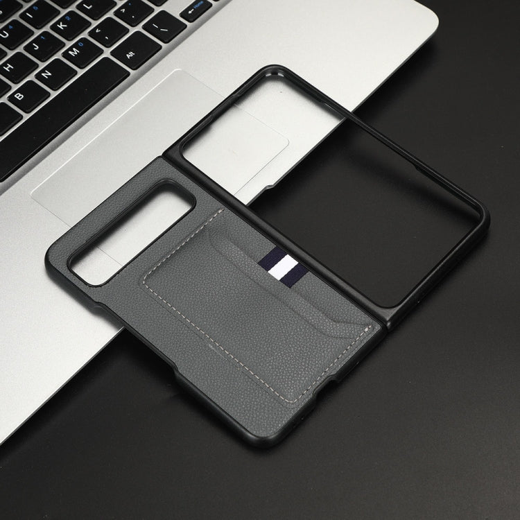 For Google Pixel Fold Litchi Texture Card Slots Back Cover Phone Case(Grey)