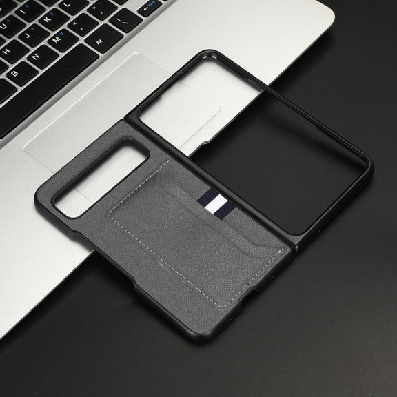 For Google Pixel Fold Litchi Texture Card Slots Back Cover Phone Case(Grey)