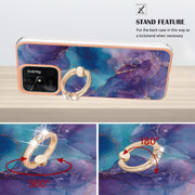 For Xiaomi Redmi 10C Electroplating Marble Dual-side IMD Phone Case with Ring(Purple 016)