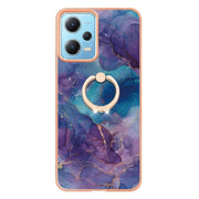 For Xiaomi Redmi Note 12 5G Global/Poco X5 5G Electroplating Marble Dual-side IMD Phone Case with Ring(Purple 016)