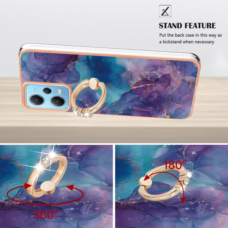 For Xiaomi Redmi Note 12 5G Global/Poco X5 5G Electroplating Marble Dual-side IMD Phone Case with Ring(Purple 016)