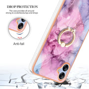 For Samsung Galaxy A04e Electroplating Marble Dual-side IMD Phone Case with Ring(Pink 013)