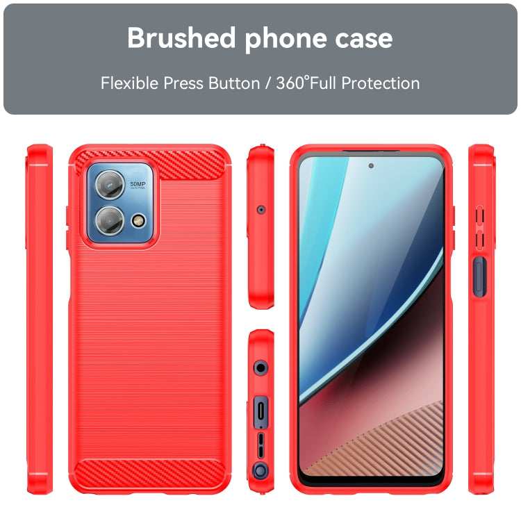 For Motorola Moto G Stylus 2023 4G Brushed Texture Carbon Fiber TPU Phone Case(Red)