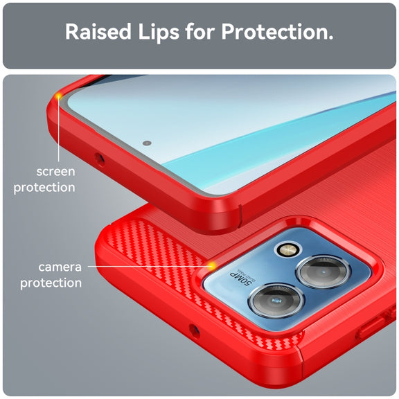 For Motorola Moto G Stylus 2023 4G Brushed Texture Carbon Fiber TPU Phone Case(Red)
