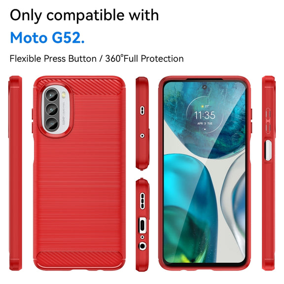 For Motorola Moto G52 Brushed Texture Carbon Fiber TPU Phone Case(Red)