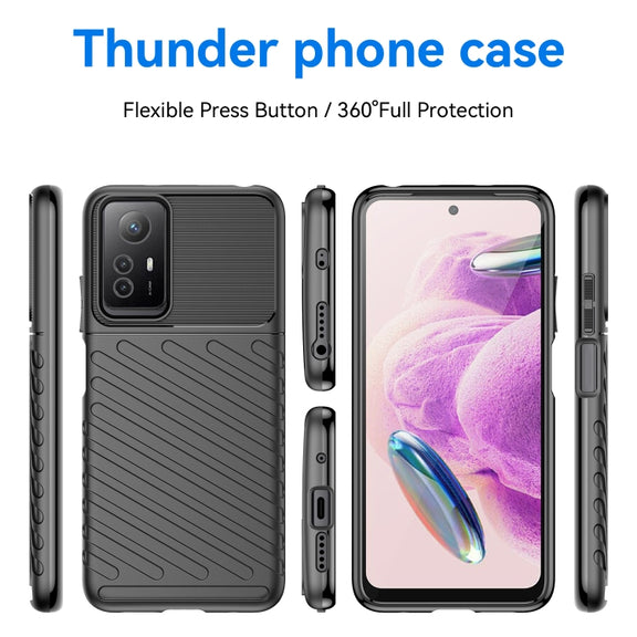 For Xiaomi Redmi Note 12S Thunderbolt Shockproof TPU Protective Soft Phone Case(Black)