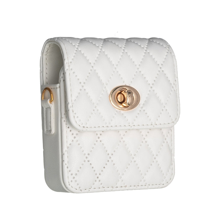 For Samsung Galaxy Z Flip3/Flip4/Flip5/Flip6 BFB03 Diamond Lattice Magnetic Leather Phone Case(White)