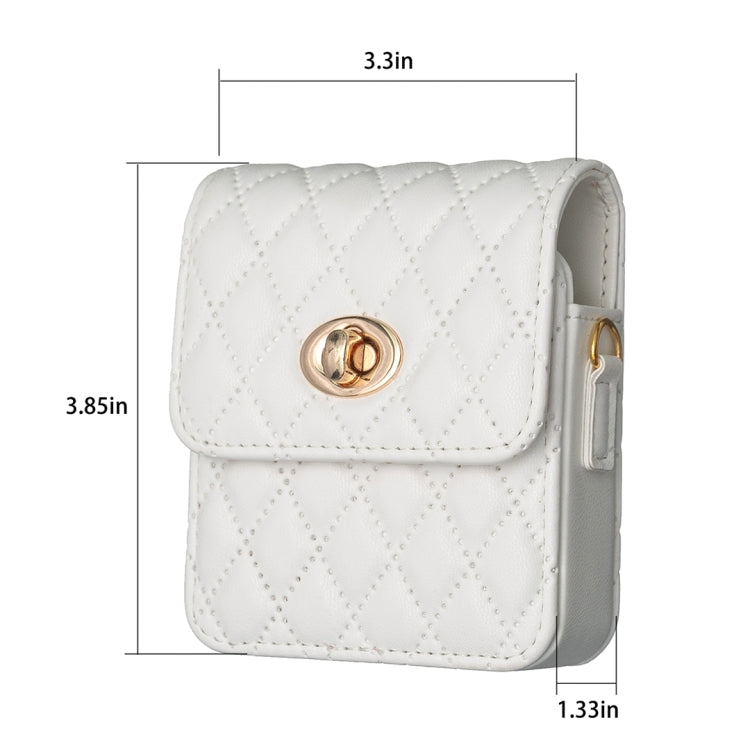 For Samsung Galaxy Z Flip3/Flip4/Flip5/Flip6 BFB03 Diamond Lattice Magnetic Leather Phone Case(White)