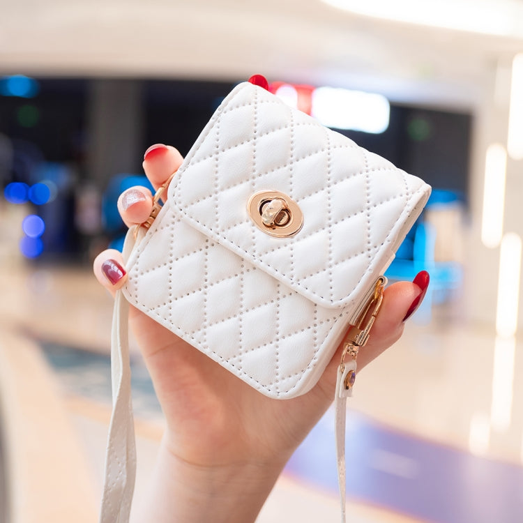 For Samsung Galaxy Z Flip3/Flip4/Flip5/Flip6 BFB03 Diamond Lattice Magnetic Leather Phone Case(White)