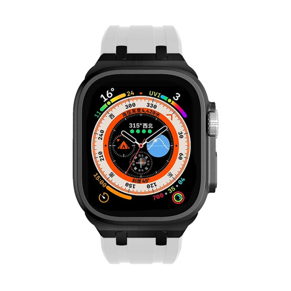 AP Silicone Watch Band For Apple Watch 8 41mm(Black White)