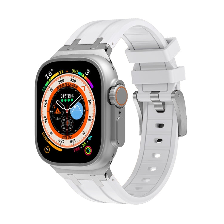 AP Silicone Watch Band For Apple Watch 8 41mm(Silver White)