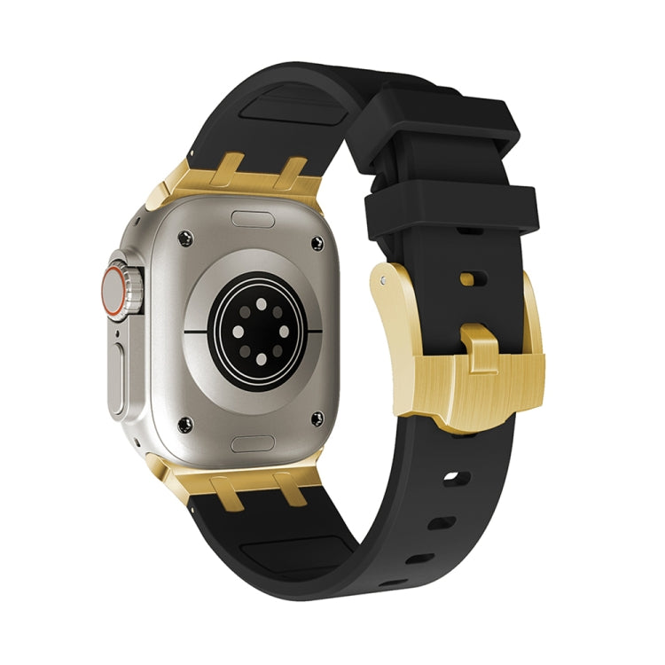 AP Silicone Watch Band For Apple Watch 5 44mm(Gold Black)