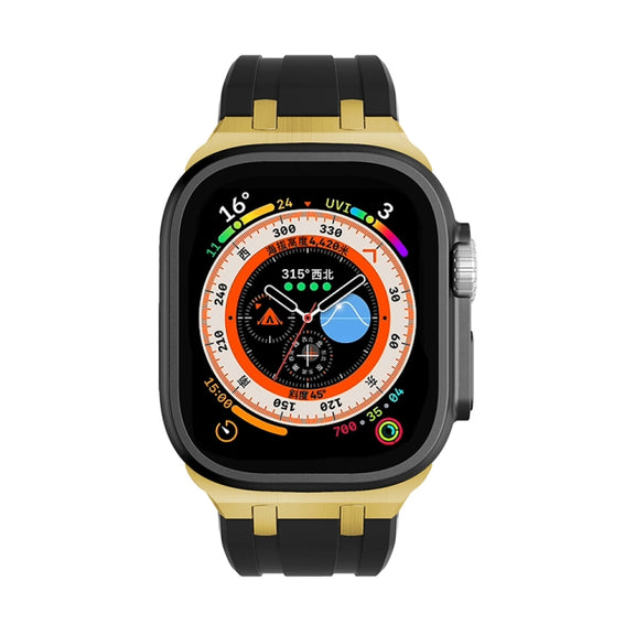 AP Silicone Watch Band For Apple Watch 5 44mm(Gold Black)