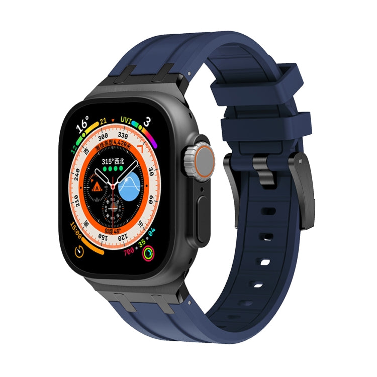 AP Silicone Watch Band For Apple Watch 38mm(Black Blue)