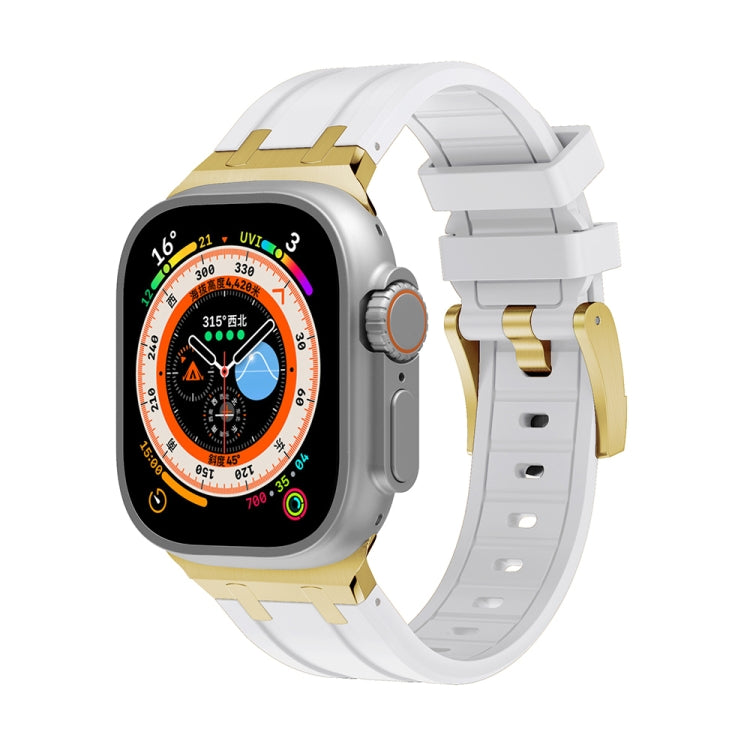 AP Silicone Watch Band For Apple Watch 38mm(Gold White)