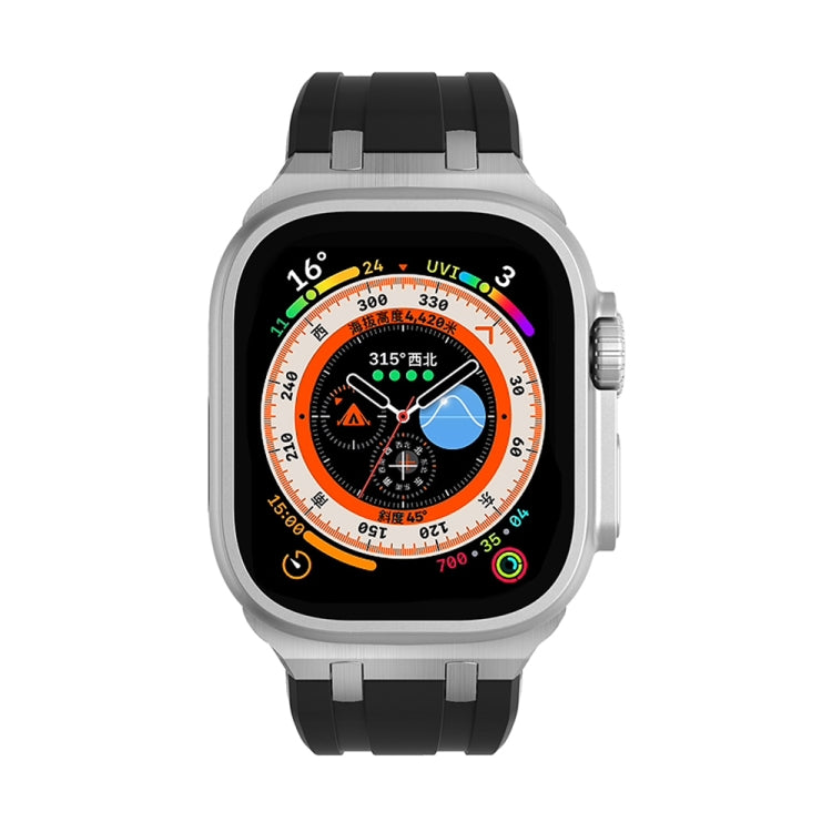 AP Silicone Watch Band For Apple Watch 42mm(Silver Black)