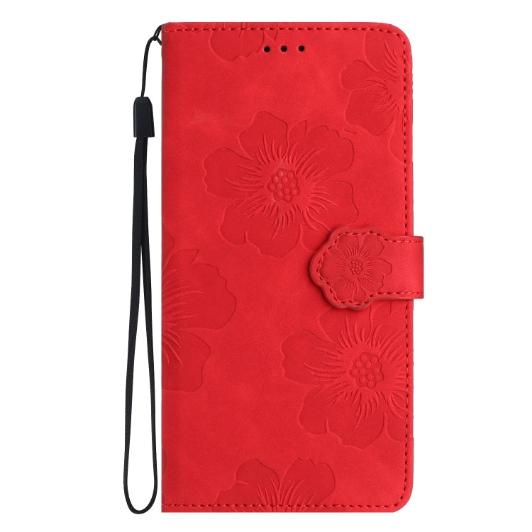 For Samsung Galaxy A02s / F02s 164 Flower Embossing Pattern Leather Phone Case(Red)