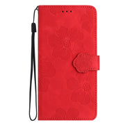 For Samsung Galaxy A02s / F02s 164 Flower Embossing Pattern Leather Phone Case(Red)