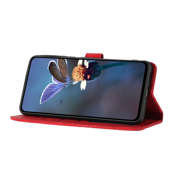 For Samsung Galaxy A02s / F02s 164 Flower Embossing Pattern Leather Phone Case(Red)