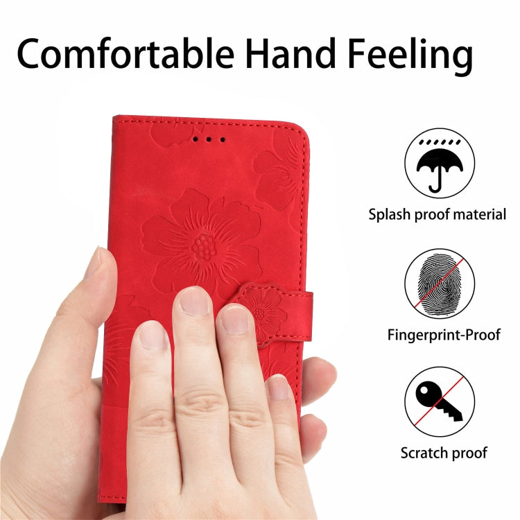 For Samsung Galaxy A02s / F02s 164 Flower Embossing Pattern Leather Phone Case(Red)