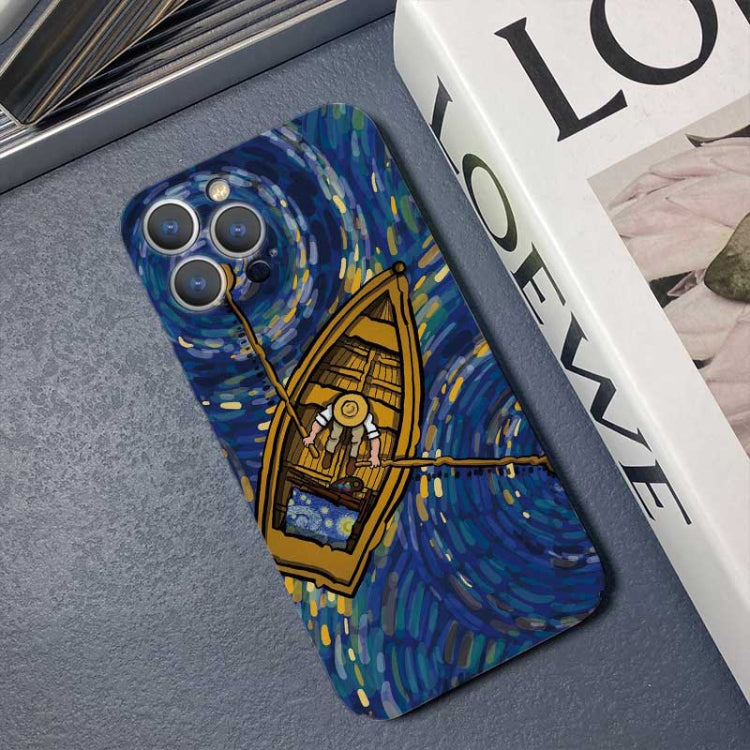 For iPhone 14 Plus Precise Hole Oil Painting Pattern PC Phone Case(Castle)