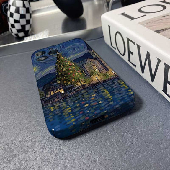 For iPhone 14 Plus Precise Hole Oil Painting Pattern PC Phone Case(Castle)