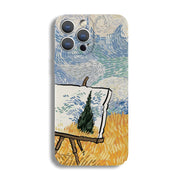 For iPhone 14 Plus Precise Hole Oil Painting Pattern PC Phone Case(Landscape Painting)