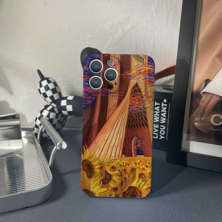 For iPhone 14 Plus Precise Hole Oil Painting Pattern PC Phone Case(Architectural Painting)
