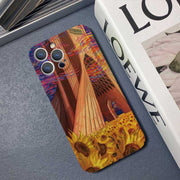 For iPhone 14 Plus Precise Hole Oil Painting Pattern PC Phone Case(Architectural Painting)