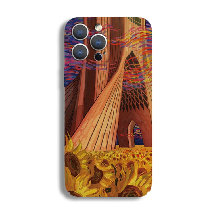 For iPhone 13 mini Precise Hole Oil Painting Pattern PC Phone Case(Architectural Painting)