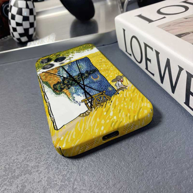 For iPhone 12 mini Precise Hole Oil Painting Pattern PC Phone Case(Train)