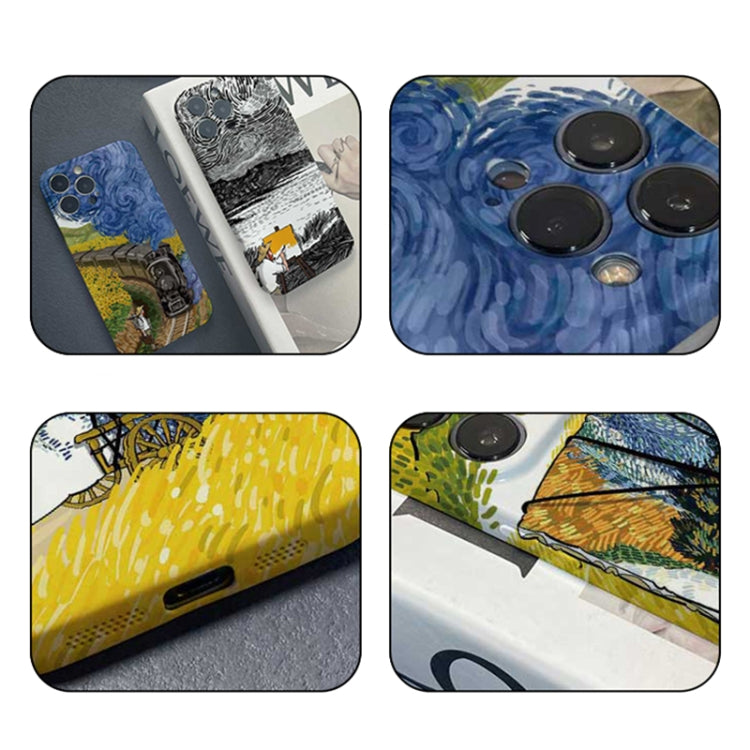 For iPhone 12 mini Precise Hole Oil Painting Pattern PC Phone Case(Train)