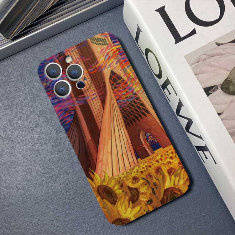 For iPhone 8 Plus / 7 Plus Precise Hole Oil Painting Pattern PC Phone Case(Architectural Painting)