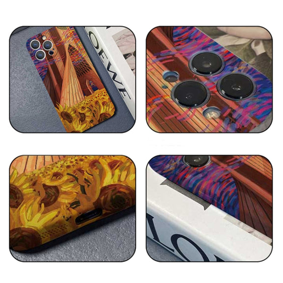For iPhone X / XS Precise Hole Oil Painting Pattern PC Phone Case(Architectural Painting)