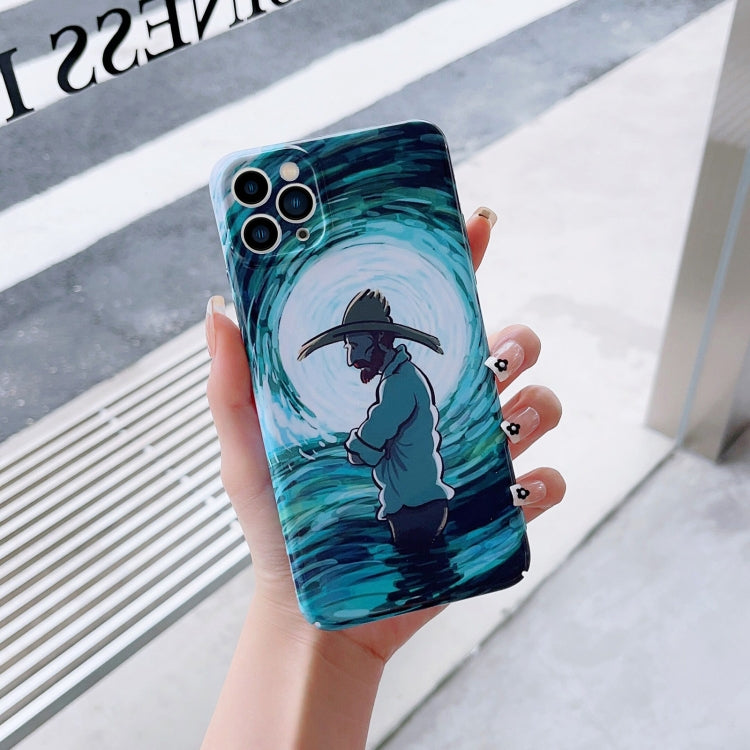 For iPhone 13 Pro Precise Hole Oil Painting Pattern PC Phone Case(Thinker)