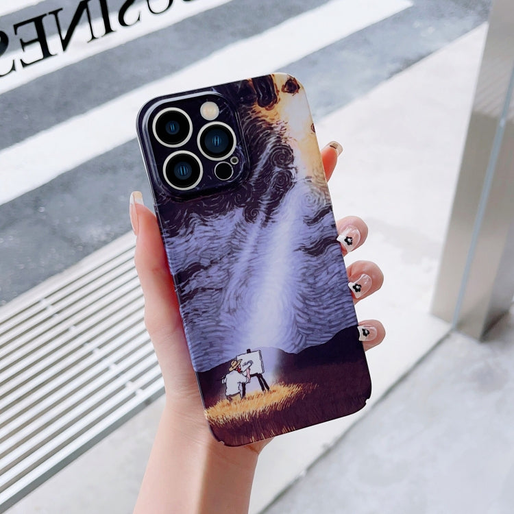 For iPhone 13 Pro Max Precise Hole Oil Painting Pattern PC Phone Case(Shine)
