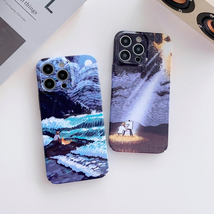For iPhone SE 2022 / 2020 / 8 / 7 Precise Hole Oil Painting Pattern PC Phone Case(Thinker)