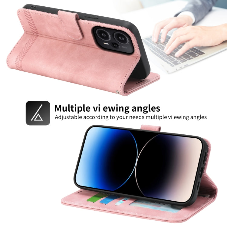 For Xiaomi Redmi Note 12 Turbo 5G/Poco F5 Dierfeng Dream Line TPU + PU Leather Phone Case(Pink)