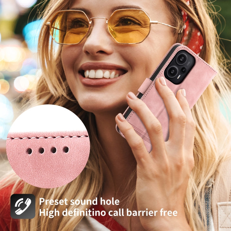For Xiaomi Redmi Note 12 Turbo 5G/Poco F5 Dierfeng Dream Line TPU + PU Leather Phone Case(Pink)