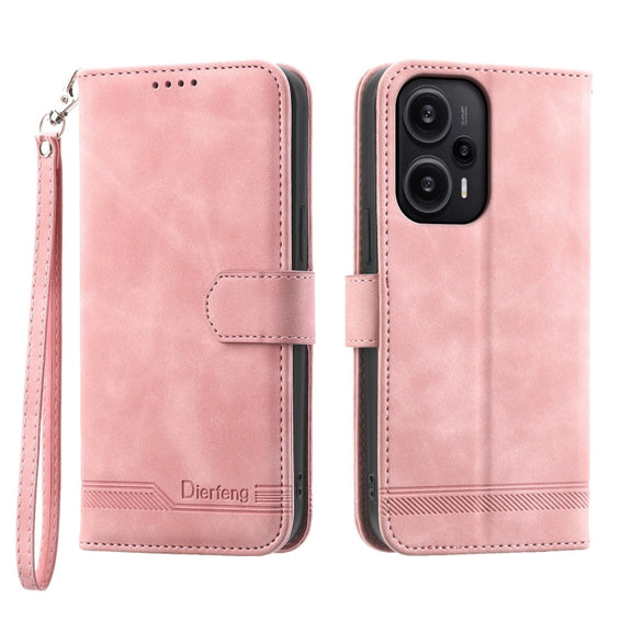 For Xiaomi Redmi Note 12 Turbo 5G/Poco F5 Dierfeng Dream Line TPU + PU Leather Phone Case(Pink)