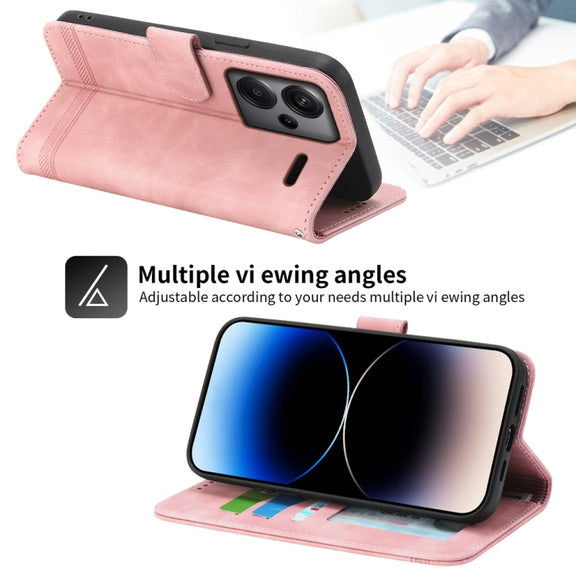 For Xiaomi Redmi Note 13 Pro+ Dierfeng Dream Line TPU + PU Leather Phone Case(Pink)