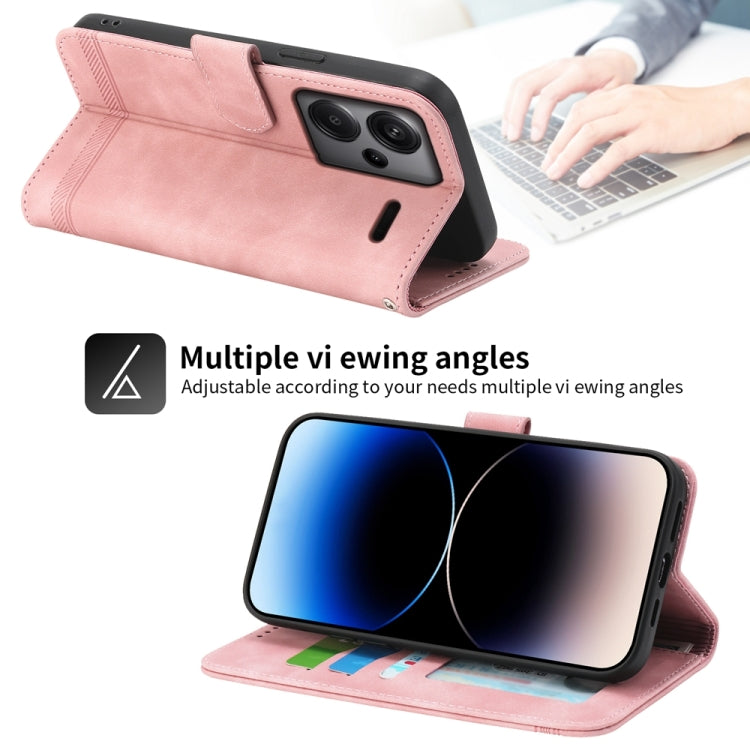 For Xiaomi Redmi Note 13 Pro+ Dierfeng Dream Line TPU + PU Leather Phone Case(Pink)